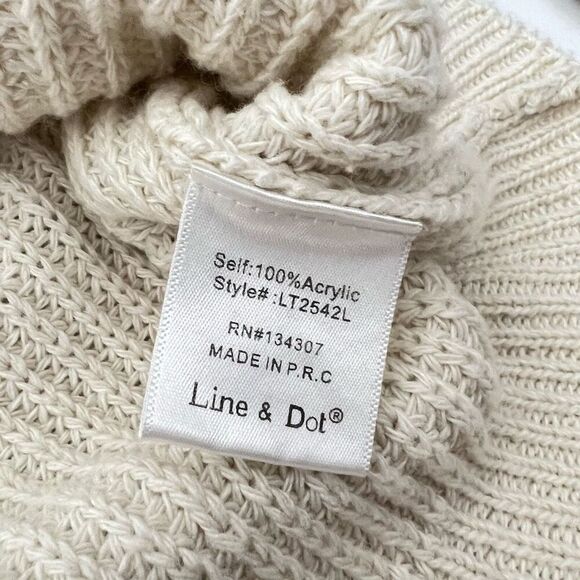 Line & Dot Scarlett Pointelle Cardigan Cream Sweater Women's Large - Picture 3 of 15